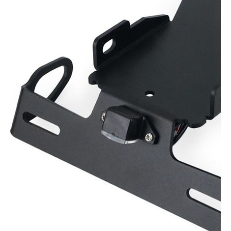 couleur : Noir Matériau : Métal Cadre de plaque d’immatriculation moto avec éclairage Accessoire moto.