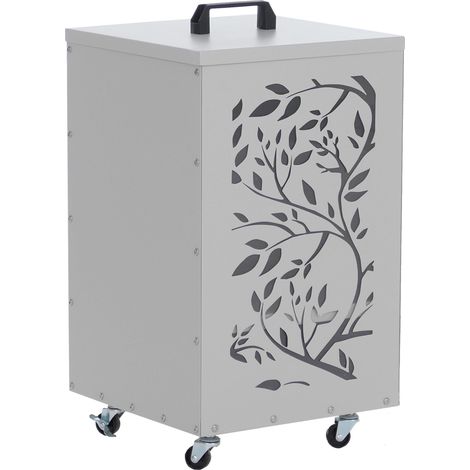 [NUNCA USADO] Contenedor de pellets HHG-254 Ranken, caja de almacenamiento para pellets, ideal por ejemplo para pienso para animales, con patas giratorias, 64 x 36 x 36 cm, blanco-gris claro (1/5)