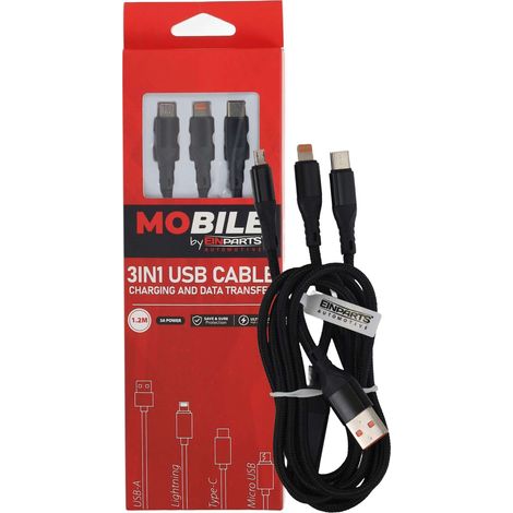 3-in-1 USB-A-, USB-C- und Lightning-Kabel, 1,2 m, EPMOB07 (1/5)