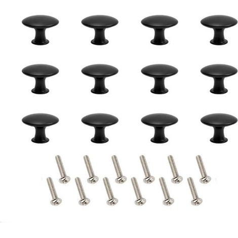 Poignée de meuble - 12 pièces - Poignées de porte pour armoires - Zinc - Poignées d'armoire incluant boulon de fixation - Poignée - Convient aux armoires, tiroirs, cuisines, meubles de salle de bain, (1/5)
