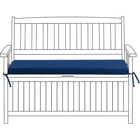 Bench Seat Pad Cushion Blue Fabric Solid Colour String Ties UV Resistant Water-Repellent Removable Cover SOVANA (1/5)