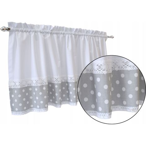 Tenda da cucina in cotone di ZAZDROSTKA con pizzo, motivo a patate grigie, 200 x 60 cm