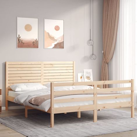 Bed Frame without Mattress King Size Solid Wood vidaXL (1/5)