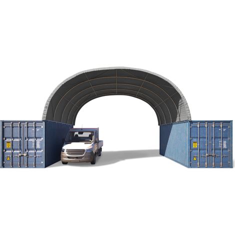 TOOLPORT Copertura per container 8x6m in PVC 2300N grigio – Tenda capannone per lo stoccaggio di merci, copertura mobile