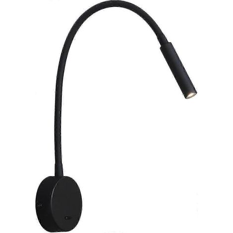 Lampe de chevet murale LED 3W 3000K blanc chaud, col de cygne noir, avec interrupteur (1/5)