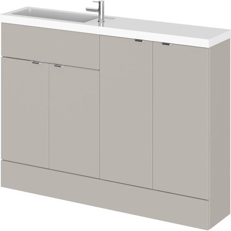 Alrewas Contemporary 2 Door Floor Standing Compact Combination Unit with Basin, Pebble Grey, 1200mm (1/4)