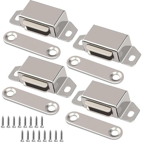 Lot de 4 Loqueteau magnétique avec clous, aimants pour portes d'armoire, fermeture magnétique, porte d'armoire, aimant puissant pour porte d'armoire, aimant de porte, aimant de porte de balcon