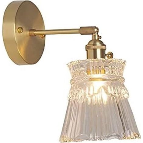 Éclairage frontal du miroir de salle de bain-Applique murale en laiton et verre, équipée de4wattdirigéampoule (1/5)