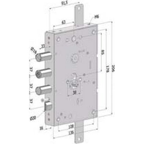 1PZ SERRATURA TRIPLICE PER PORTE BLINDATE CILINDRO EUROPEO REVERS.INTERNO 37 265 - (2651SCR0337CXX)