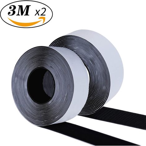 Ruban Velcro adhésif fixation de large x 3 m 30 mm Noir (1/4)