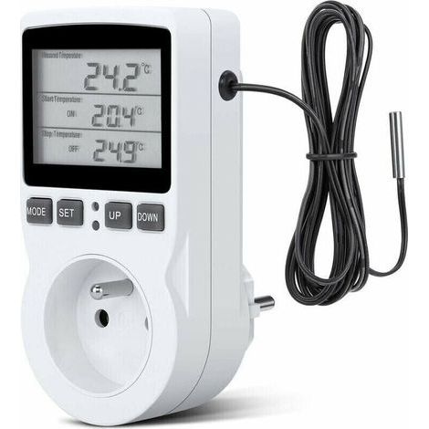 Garden FuturePrise Thermostat, Prise Minuteur Digital, Prise Programmable Digitale avec Sonde, Minuterie Numérique Programmable, Prise Thermostat chauffage pour Serre, Aquarium, (1/5)