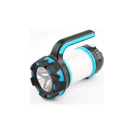 Lanterne de camping LED bleue, lampe torche rechargeable, 6 modes d'éclairage, batterie externe multifonction, étanche IPX4, projecteur, câble USB inclus (1/5)