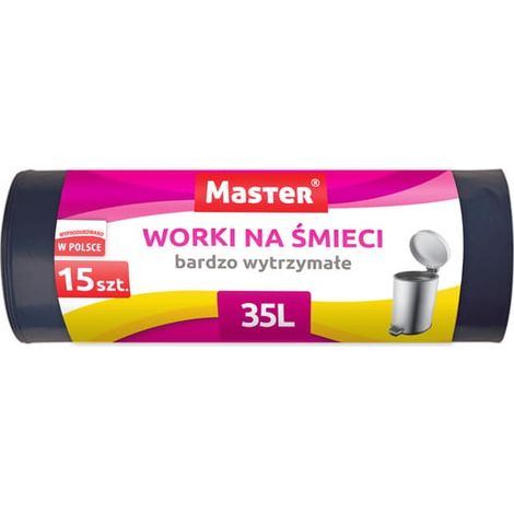 Sacchi per rifiuti Master, molto resistenti, 35 litri, neri, confezione da 15 pezzi (1/3)