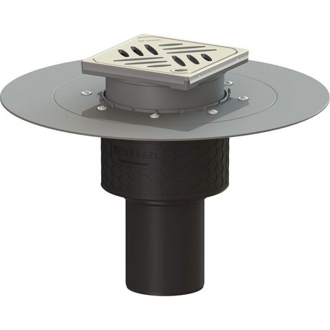 -Bodenablauf Ecoguss Klebeflansch DN 80, senkrecht, Designrost (1/2)