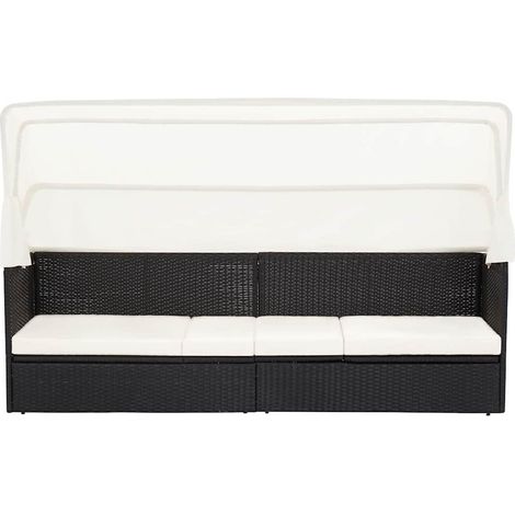 Divano da Giardino Divano da esterno con Tettoia in Polyrattan Nero (1/5)