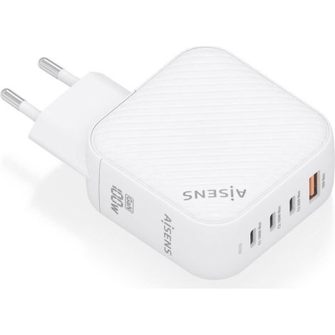 Cargador Gan de Pared Aisens ASCH-100W4P028-W/ 3xUSB Tipo-C/ 1x USB/ 100W (1/2)