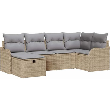 Maison Exclusive - Set Divano da Giardino con cuscino 6 pcs Beige Poly Rattan (1/5)