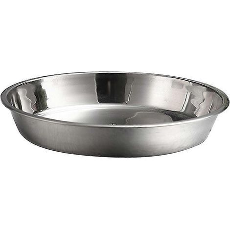 Runde, flache, nichtmagnetische Edelstahlplatte, tragbar, für Obst, Kuchen und andere Zubereitungen (28 cm, silber) - Silber (1/4)