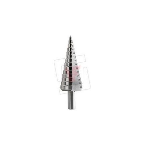Fresa conica a gradini in acciaio per la foratura della lamiera con gambo di Ø 10 mm -4÷30 mm (1/4)