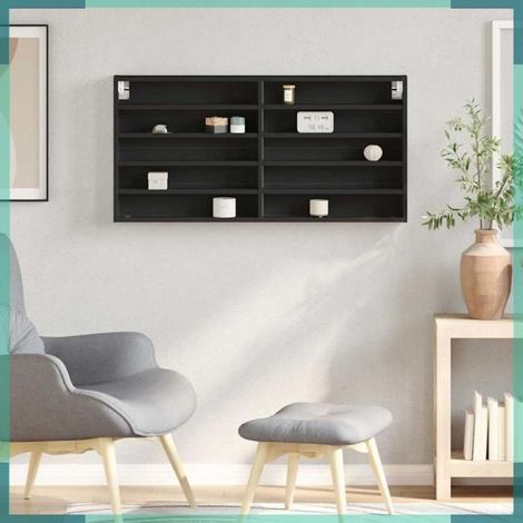 Armoire à vitrine - 847948 - noir - bois d'ingénierie - 10 étagères (1/5)
