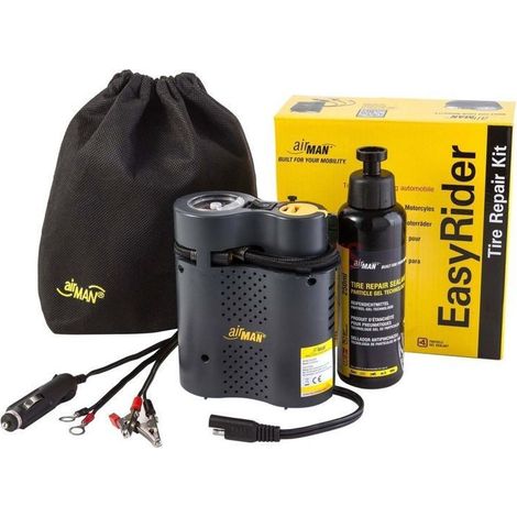 Kit de reparación de neumáticos Airman Vicma 12V Easy Rider con compresor y sellador de 250 ml.