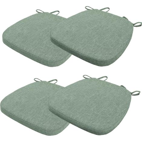 Lot de 4 Coussins de Chaise 43 x 42 x 3 CM,avec Sangles,Coussin de siège détachable antidérapant,Idéal pour la décoration de la Cuisine et du Salon,Vert Onyx (1/5)