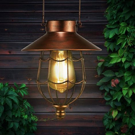 Lanterne Solaire - Suspension Métallique Vintage - Éclairage Extérieur Jardin Terrasse Arbre - 18 x 18 x 22 cm - 1 Pièce (1/5)