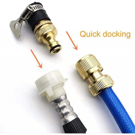 Connecteur de tuyau en laiton, adaptateur 15 à 23 mm, pour robinet d'arrosage, jardin et piscine, matériel d'arrosage extérieur (1/4)