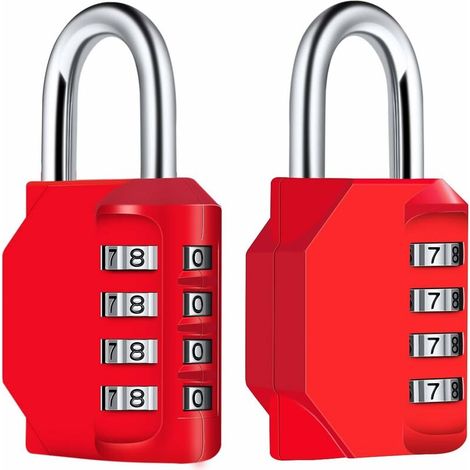[Lot de 2] Cadenas à combinaison à 4 chiffres, cadenas à combinaison étanche, cadenas à combinaison en acier plaqué métal étanche (1/5)