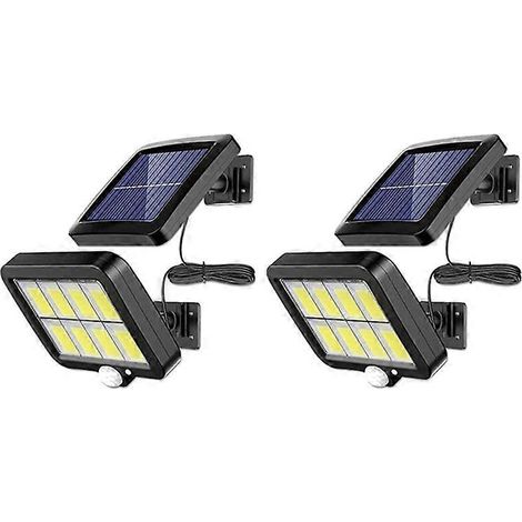 Lot de 2 appliques solaires murales 2000 lumens, 160 cm, étanches IP65, avec détecteur de mouvement et projecteur de sécurité orientable à 360°. (1/4)