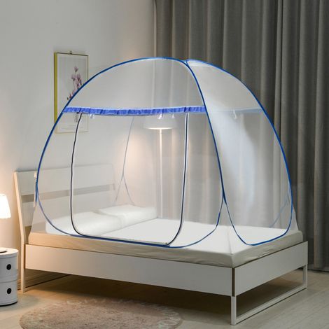Moustiquaire de lit pop-up, moustiquaire pliable en polyester, moustiquaire dôme, accessoires de literie avec fermeture éclair 180200cm (1/5)