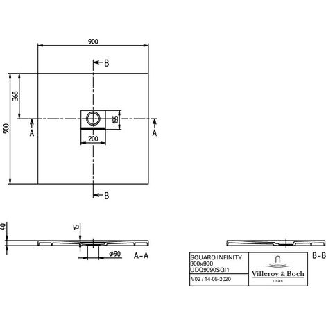 Villeroy & Boch UDQ9090SQI1V-AL DW Squaro Infinity 900x900x40mm