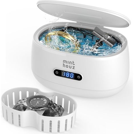 Appareil de nettoyage à ultrasons pour lunettes, 600 ml - Nettoyeur à ultrasons pour lunettes avec 5 modes de nettoyage, appareil de nettoyage à ultrasons pour lunettes, bijoux, prothèses (1/5)