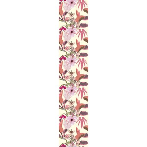 Papier Peint Intissé Pré-encollé Rouleau Wallpaper Tropical Orchidées Fleurs et Feuilles Exotiques Adhésif Décorative - 1 Roulle de H300 x L60 cm (1/4)