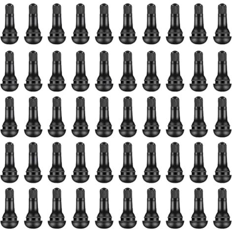 50 pièces Valve de Pneu, Voiture Pneu Tubeless Valve Bouchon TR414, Valves Tubeless pour Pneus de Voiture, Valves en Caoutchouc de Voiture à Encliqueter, Noir (1/4)