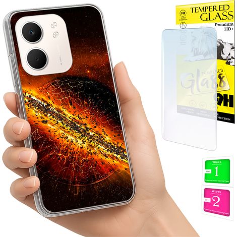 Custodia per Oppo A5X, cover posteriore con vetro temperato 9H. (1/5)