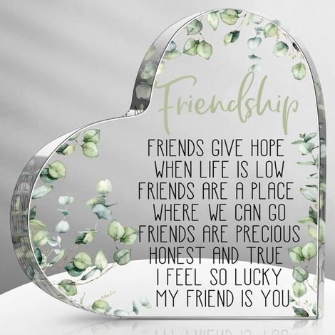 Plaque en acrylique cœur effet cristal, objet décoratif souvenir, cadeau pour elle ou lui(10 cm)