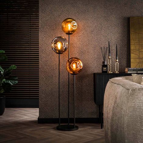 Lampadaire sur pied avec abat-jour en verre 3 lampes LAURA (1/4)