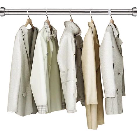 Tringle à Vêtements Extensible, 71-127 CM Tringle à Vêtements - avec Base Ronde - en Acier Inoxydable Réglable- Rail pour Suspendre des Cintres et Habillement Dans une Penderie, pour Chambre à Couch (1/5)