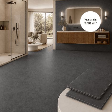 Suelo y pared SPC clic 5,58 m² efecto piedra negra - 305x610 mm, capa de uso 0,5 mm (1/5)