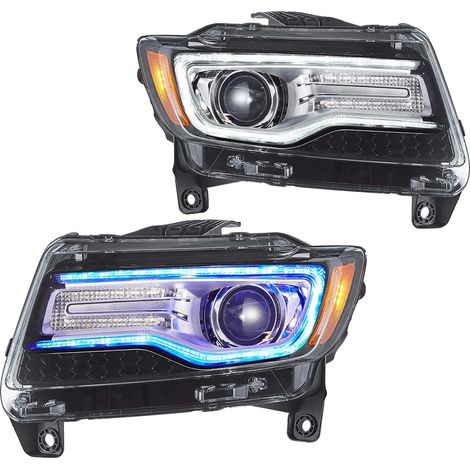 Conjunto de faros delanteros, lente de proyector LED, resistente al agua IP67, cromo ámbar. (1/2)