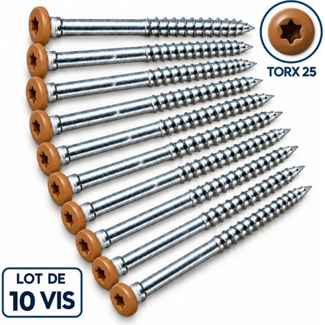 10 vis bois spéciale rénovation tête caramel diam. 6 x long. 70 mm pour menuiserie PVC (1/3)