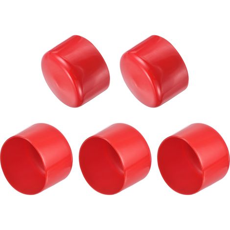 5pcs Embouts en Caoutchouc, 59 mm ID Vis Filetage Protecteur en PVC Embouts de Protection Flexible pour Tube Métallique, Câbles, Fils, Tige, Écrou et Cache Boulon, Rouge (1/5)