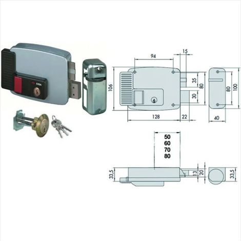 Serratura elettrica elettroserratura applicare 11670 cisa 50 mm dx porte legno (1/3)