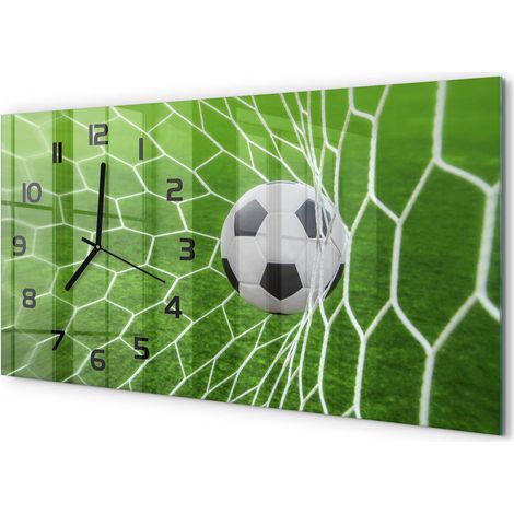 Horloge Murale Panoramique Moderne 60x30 cm Verre Trempé Sans Tic-Tac Ballon dans le but (1/5)