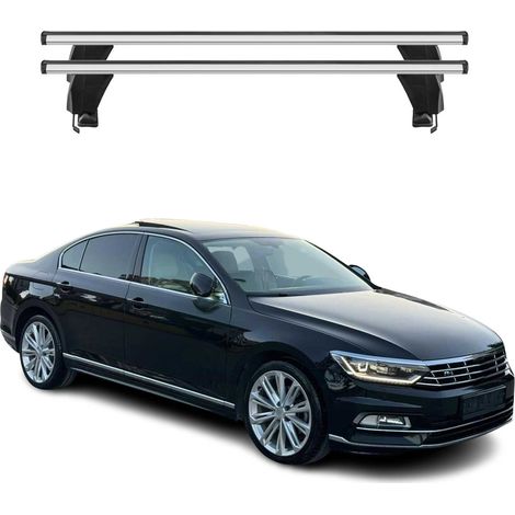 OMAC Dachträger Querträger Alu für VW Passat B8 2014-2023 – Abschließbar – T-Nut – City-Crash-getestet – Max. 50 kg Silber (1/5)