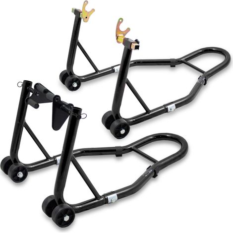 Bituxx Motorradständer hinten & vorn Motorrad Montageständer Transportständer Schwarz Belastbar bis 250 kg pro Ständer