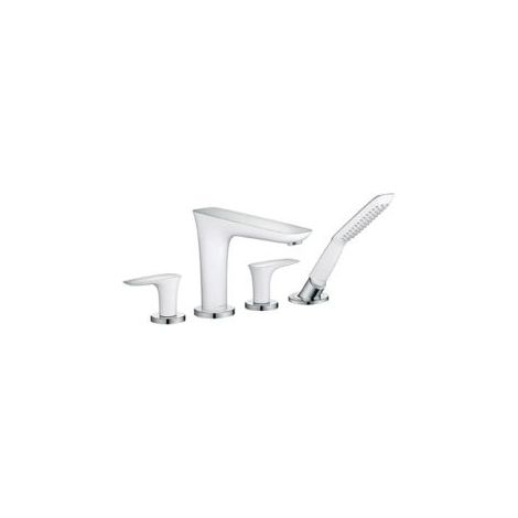 Set de finition Mélongeur 4 trou s pour montage bord de baignoire, blanc/chromé (1/2)