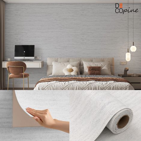 Papier peint adhésif souple effet pierre naturelle – 60x280 cm – Ton gris clair – Résistant à l’eau et à l’usure (1/5)