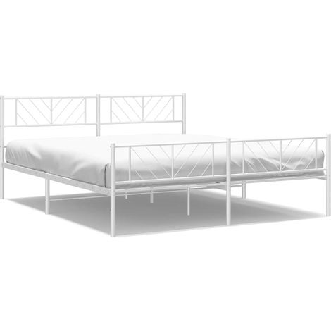 Maison Exclusive - Giroletto con Testiera e Pediera Metallo Bianco 193x203 cm (1/5)